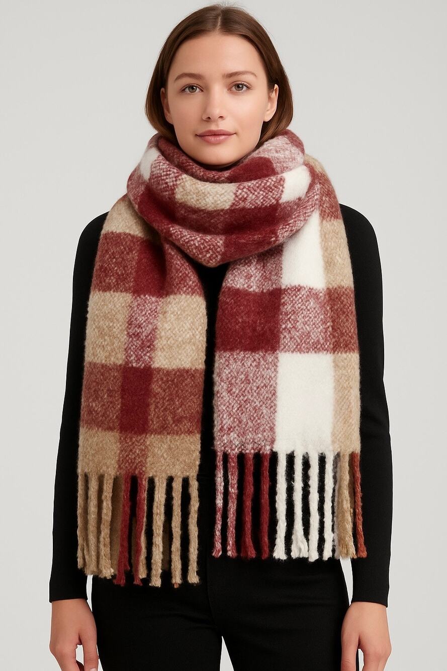 Calvin Klein Chunky Oversized Plaid Blanket Scarf NWT